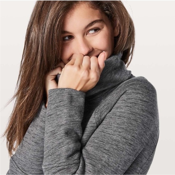 Lululemon To You Tunic Mock Neck Turtleneck Sweatshirt Heathered Grey 8 - Picture 2 of 8